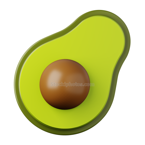 3D Fruit Food Illustration Icon Avocado 1