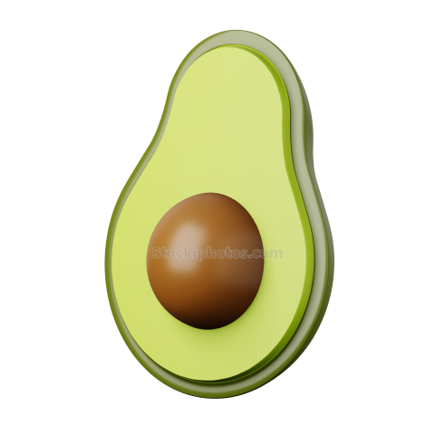 3D Fruit Food Illustration Icon Avocado 3