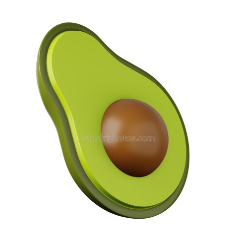 3D Fruit Food Illustration Icon Avocado 4