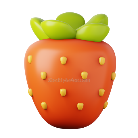 3D Fruit Food Illustration Icon Strawberry 1