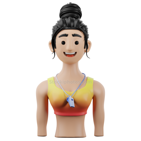 3D Gym Workout and Fitness Illustration Personal Trainer Female