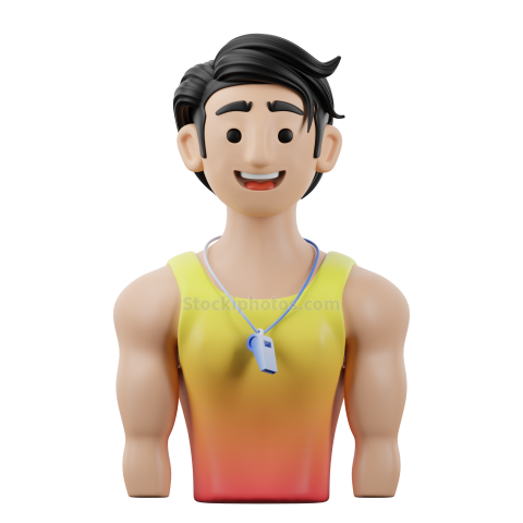 3D Gym Workout and Fitness Illustration Personal Trainer Male