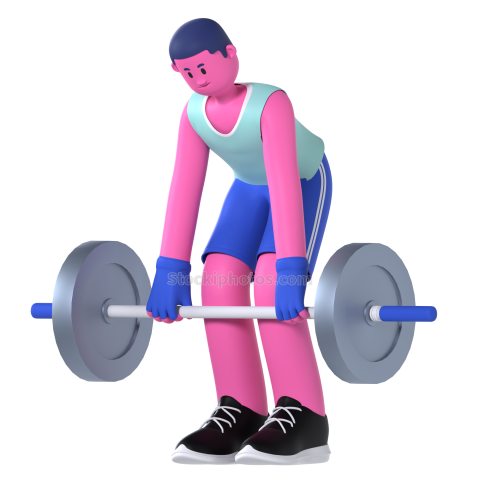 Gym and Fitness Boy 3D Illustration Deadlift