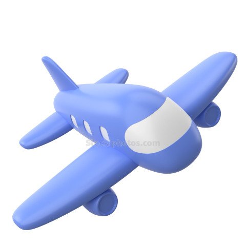 Airplane 3D. Travel element. 3D illustration.