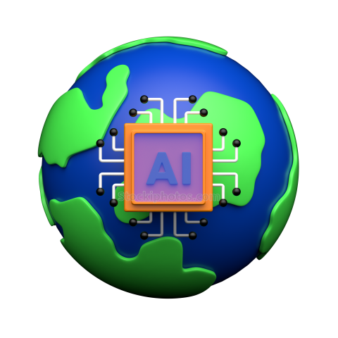 3D Artificial Inteligence Computer Technology Illustration Icon (2)