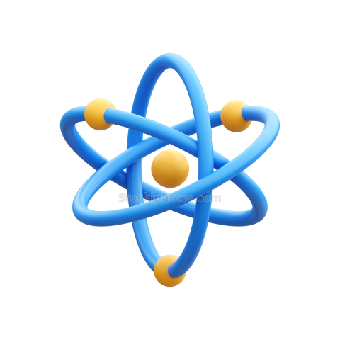 3D School Education and Elearning Illustration Icon Atom