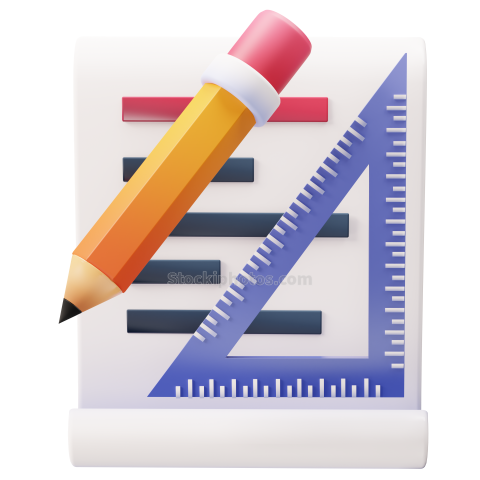 3D School Education Illustration Icon Triangle Ruler Pencil Scroll png0001