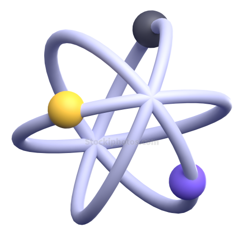 3D Science Education and Elearning Illustration Icon Atom