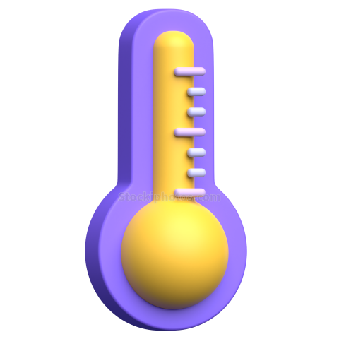 3D Science Education and Elearning Illustration Icon Thermometer