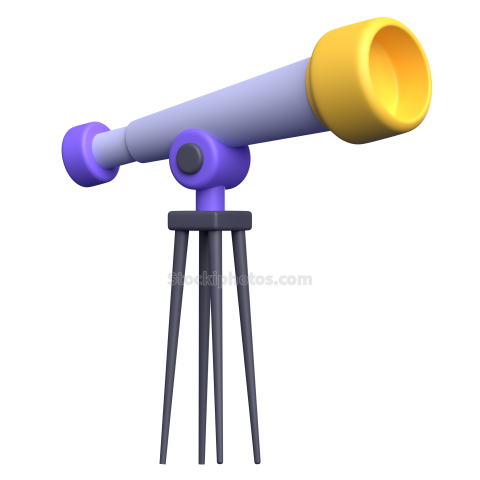 3D Science Education and Elearning Illustration Icon Telescope