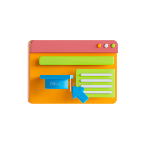 3D School Education and Elearning UI Illustration Icon Virtual Education