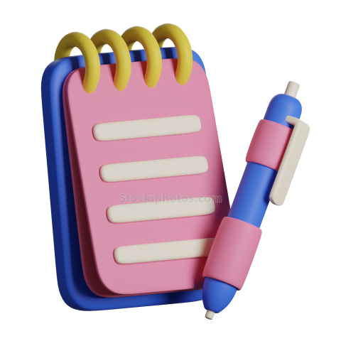 3D School Education Illustration Icon Pen and Notebook