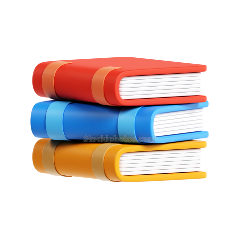 3D School Education and Elearning Illustration Icon Book Stack