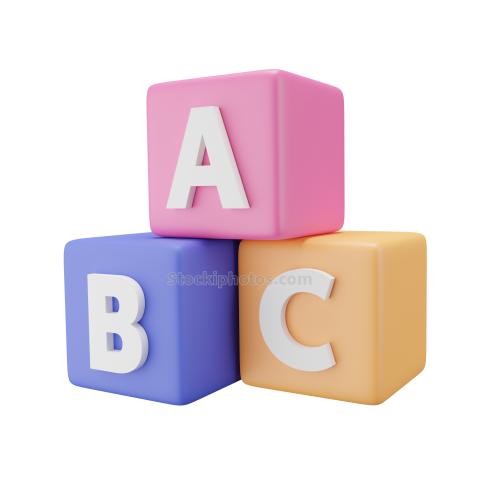 3D School Education and Elearning UI Illustration Icon ABC