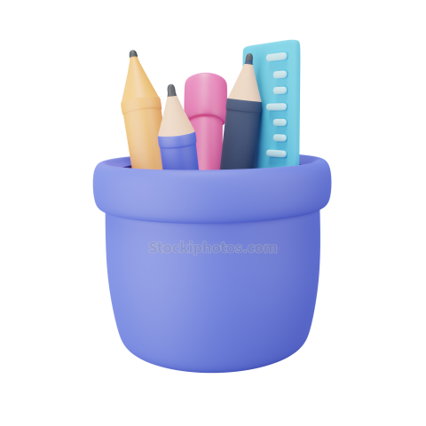 3D School Education and Elearning UI Illustration Icon Stationary