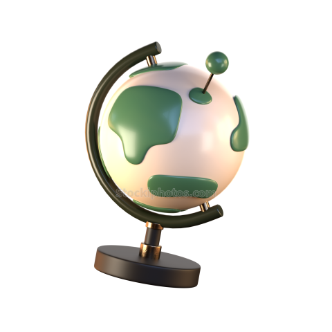 Green 3D School Education and Elearning Illustration Icon globe