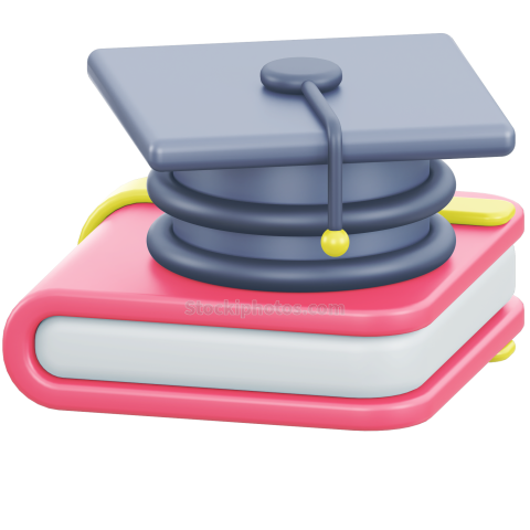 3D School Education and Elearning UI Illustration Icon Graduation 3