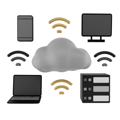 3D Computer Cloud Technology and Networking Wireless Wifi Communication (4)