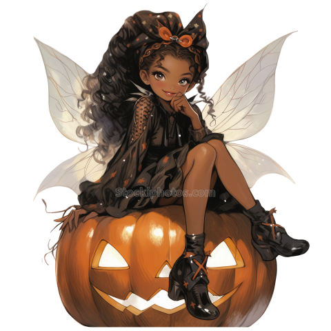 Halloween Angel Doll Fairy Girl Watercolor Clipart (41)