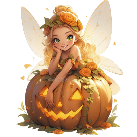 Halloween Angel Doll Fairy Girl Watercolor Clipart (33)