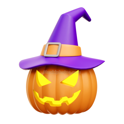 3D Halloween Holiday Celebration Illustration pumpkin witch