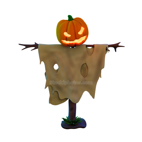 3D Halloween Holiday Celebration Illustration Scarescrow