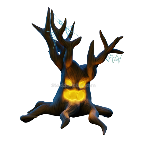 3D Halloween Holiday Celebration Illustration scary tree