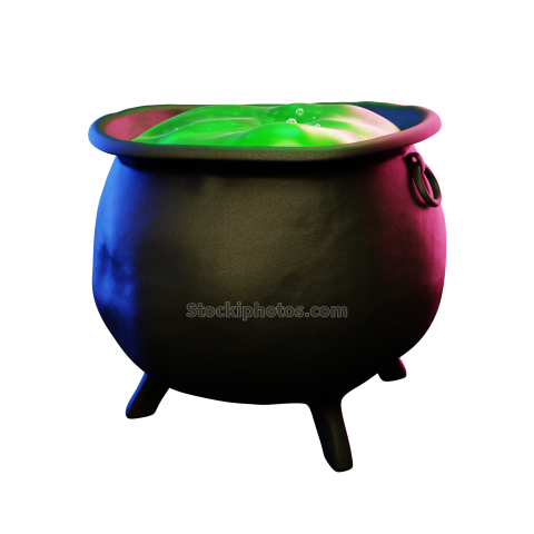 3D Halloween Holiday Celebration Illustration Witch Pot