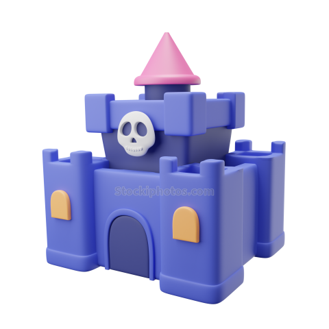 3D Spooky Halloween Holiday Illustration  Castle