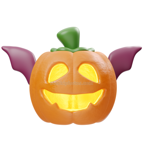 Halloween Fall 3D Illustration Bat Pumpkin