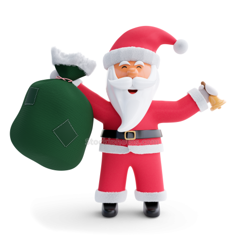 3D Christmas Holidays and Festive Season Illustration icon Santa with bag