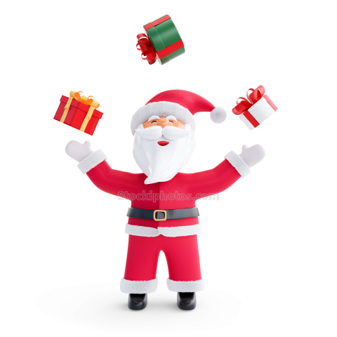 3D Christmas Holidays and Festive Season Illustration icon Santa Juggling