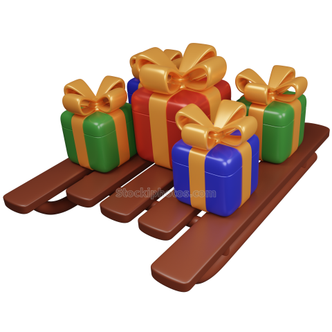 3D Christmas Holiday and Festives Season Illustration icon Toboggan 2