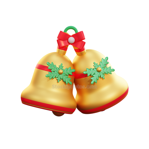 3d Christmas Gold Bell 01