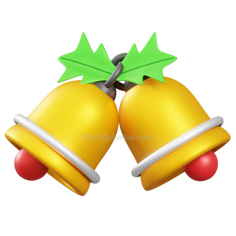 3D Christmas Holiday and Festive Season Illustration icon Bells 2