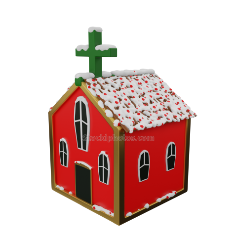 3D Christmas Holiday and Festive Season Illustration icon Church 03