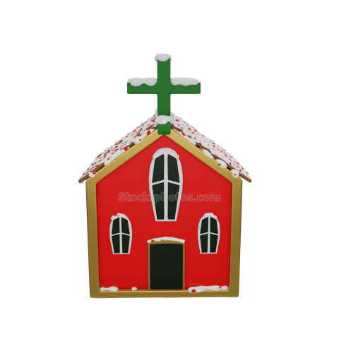 3D Christmas Holiday and Festive Season Illustration icon Church 02