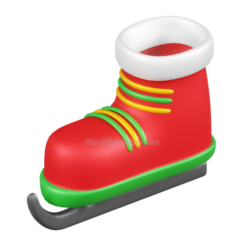 3D Christmas Holiday and Festive Season Illustration icon Ice Skate 1