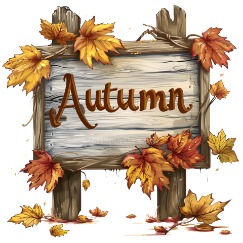 The Fall October Autumn Wooden Signs Clipart (10)