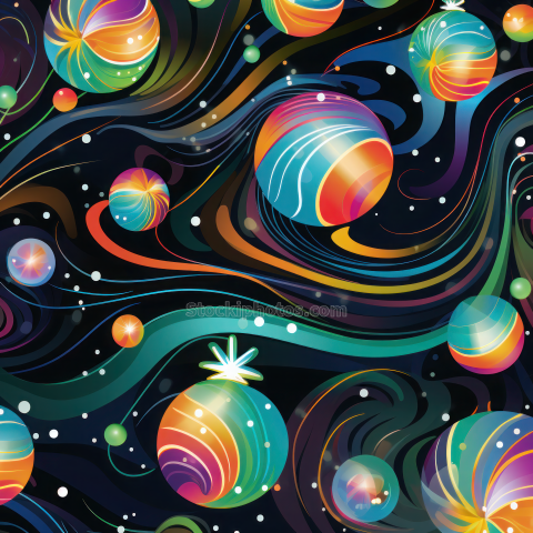 Psychedelic Tinsel Wonderland Background Illustration (4)