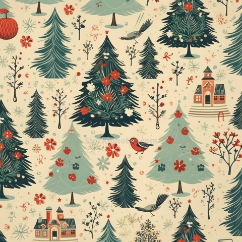 Seamless Vintage Christmas pattern (3)