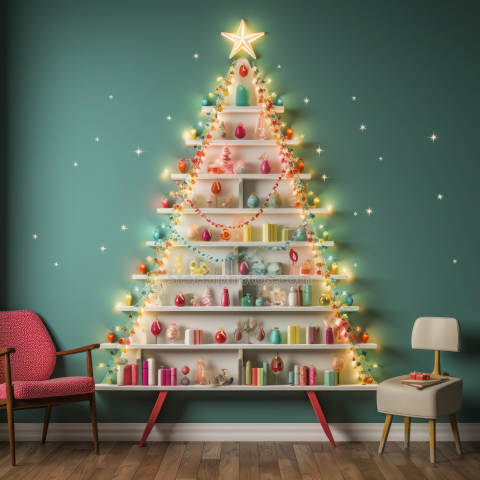 Whimsical Retro Christmas Tree Festive Season Background (3)