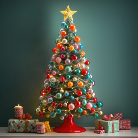 Whimsical Retro Christmas Tree Festive Season Background (6)