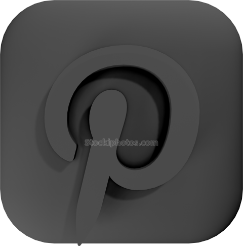 3D Social Media Icon Dark Clay Pinterest